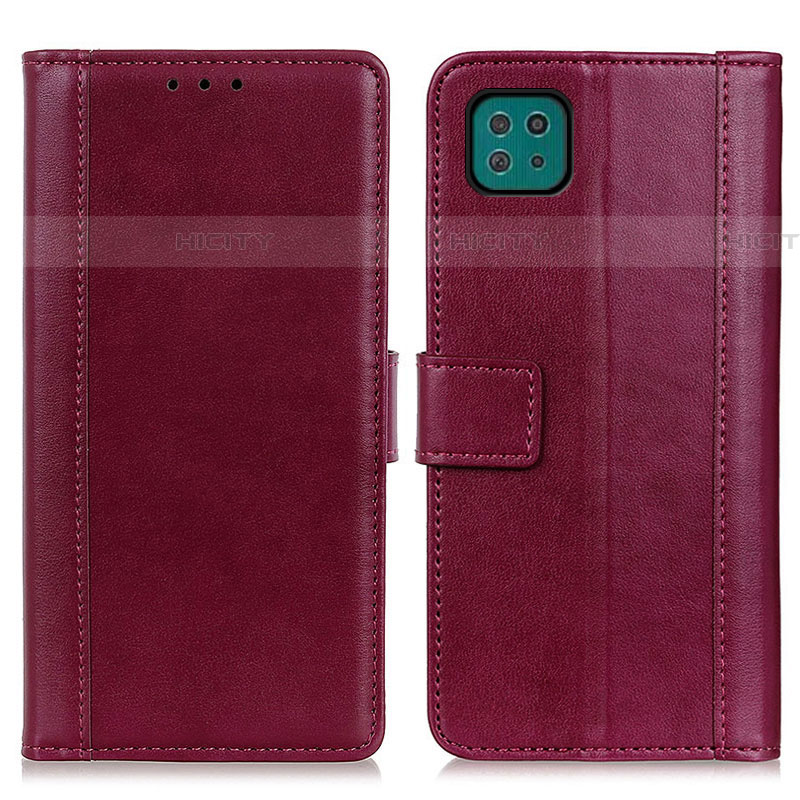 Custodia Portafoglio In Pelle Cover con Supporto N02P per Samsung Galaxy F42 5G Rosso