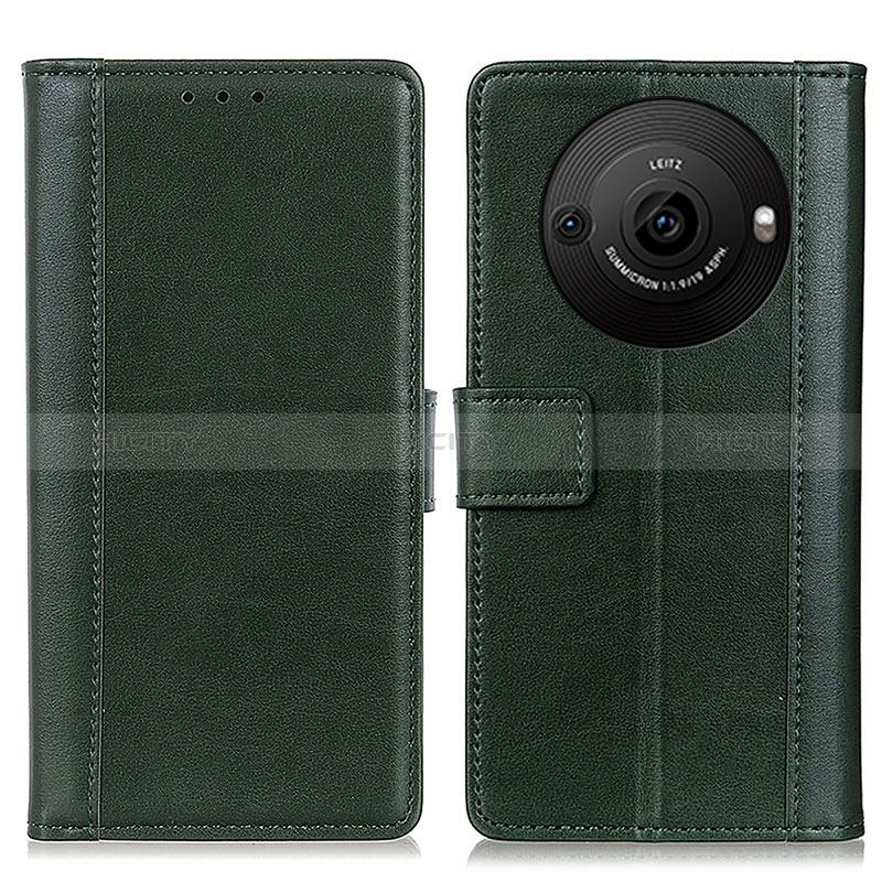 Custodia Portafoglio In Pelle Cover con Supporto N02P per Sharp Aquos R8 Pro Verde