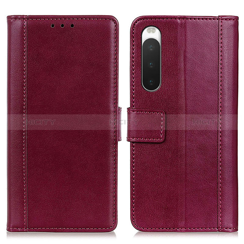 Custodia Portafoglio In Pelle Cover con Supporto N02P per Sony Xperia 10 IV SO-52C Rosso