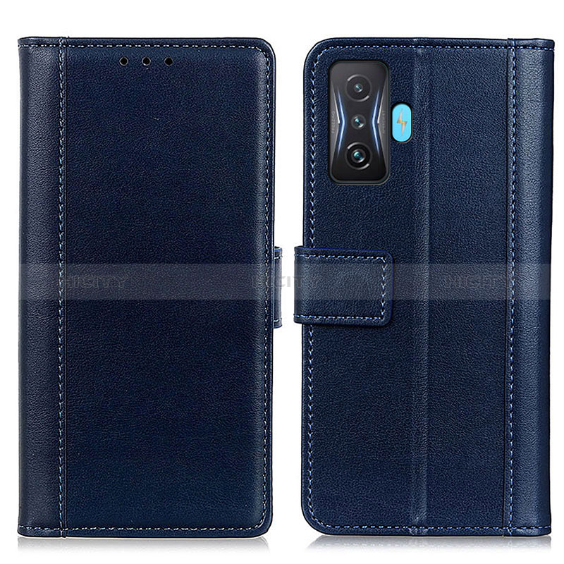 Custodia Portafoglio In Pelle Cover con Supporto N02P per Xiaomi Redmi K50 Gaming 5G Blu