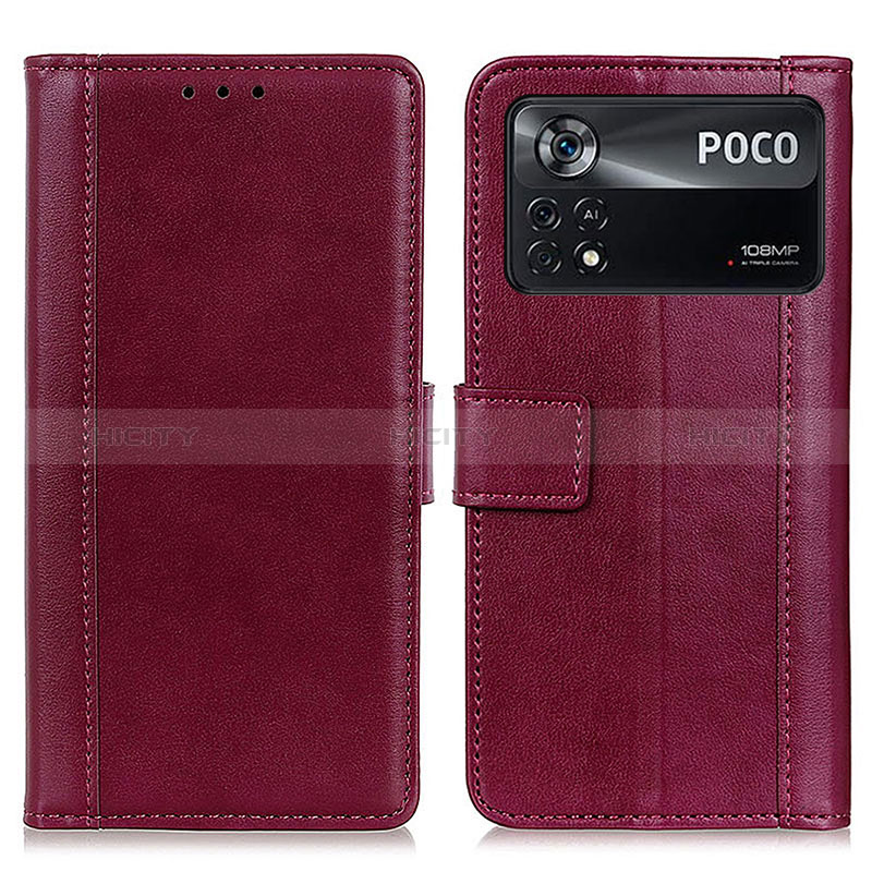 Custodia Portafoglio In Pelle Cover con Supporto N02P per Xiaomi Redmi Note 11E Pro 5G Rosso