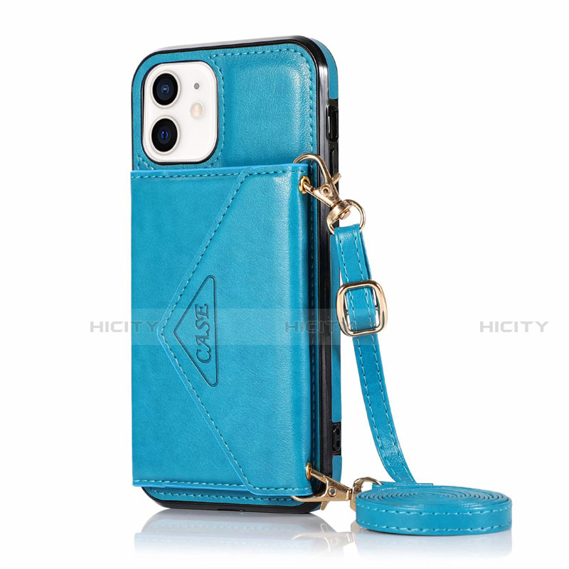 Custodia Portafoglio In Pelle Cover con Supporto N03 per Apple iPhone 12 Cielo Blu