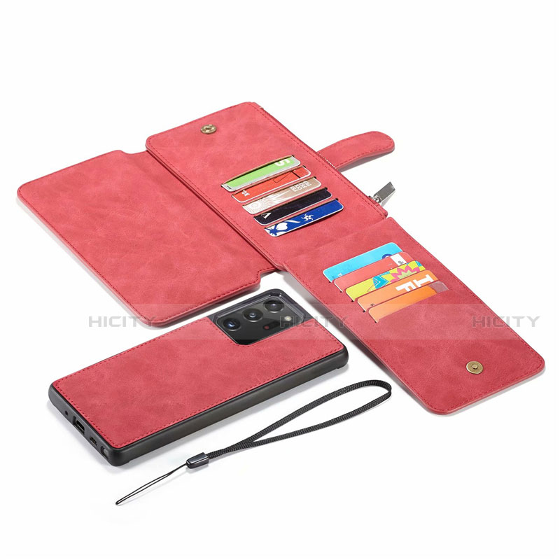 Custodia Portafoglio In Pelle Cover con Supporto N03 per Samsung Galaxy Note 20 Ultra 5G Rosso