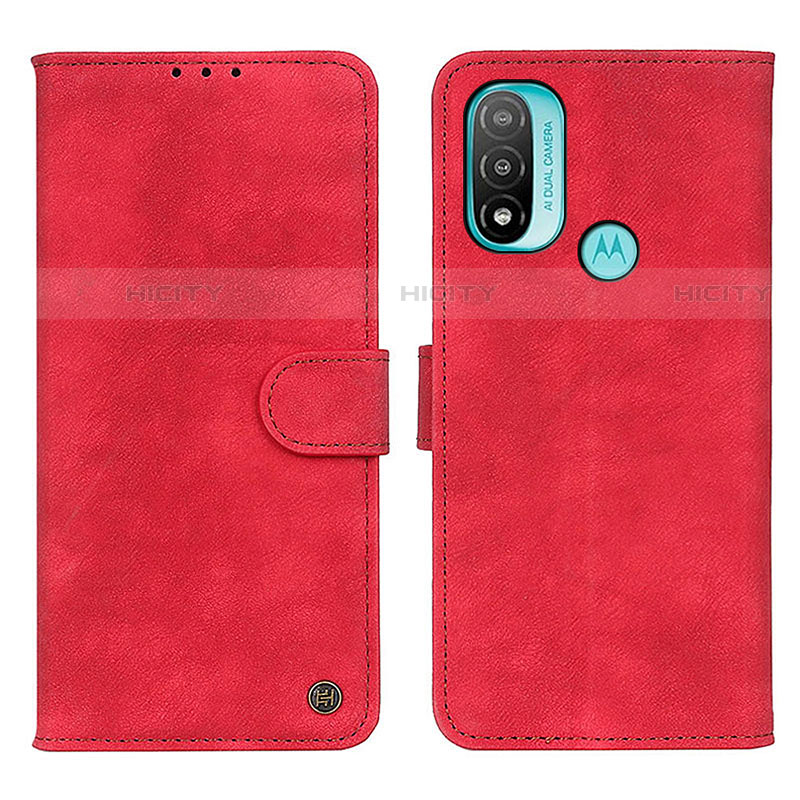 Custodia Portafoglio In Pelle Cover con Supporto N03P per Motorola Moto E30 Rosso