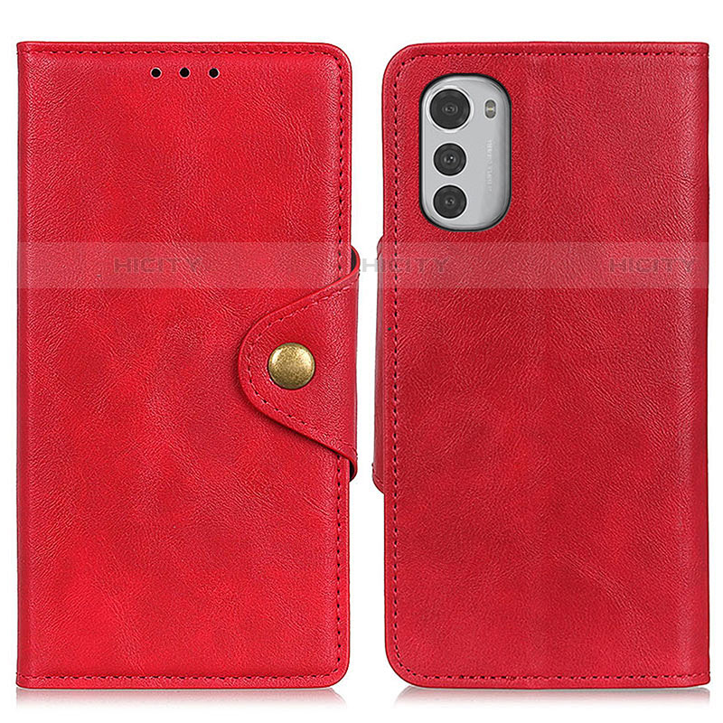 Custodia Portafoglio In Pelle Cover con Supporto N03P per Motorola Moto E32 Rosso
