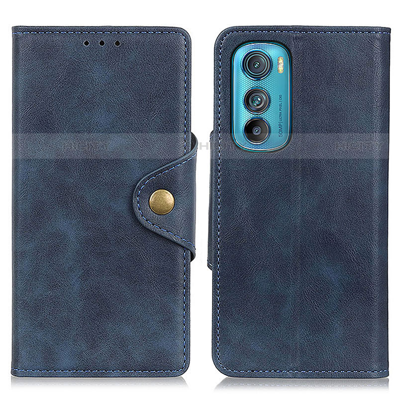 Custodia Portafoglio In Pelle Cover con Supporto N03P per Motorola Moto Edge 30 5G Blu