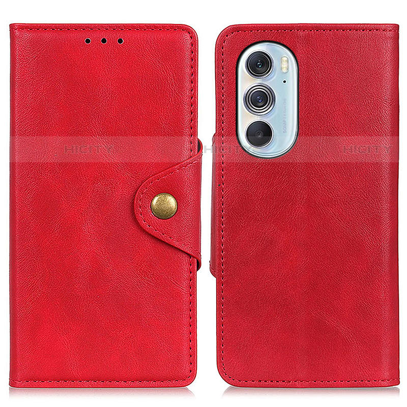 Custodia Portafoglio In Pelle Cover con Supporto N03P per Motorola Moto Edge Plus (2022) 5G Rosso