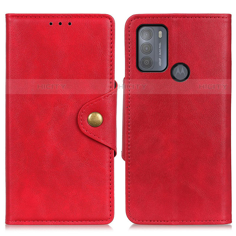 Custodia Portafoglio In Pelle Cover con Supporto N03P per Motorola Moto G50 Rosso