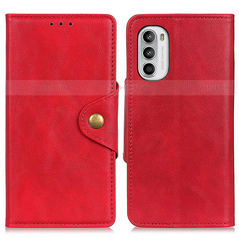Custodia Portafoglio In Pelle Cover con Supporto N03P per Motorola MOTO G52 Rosso
