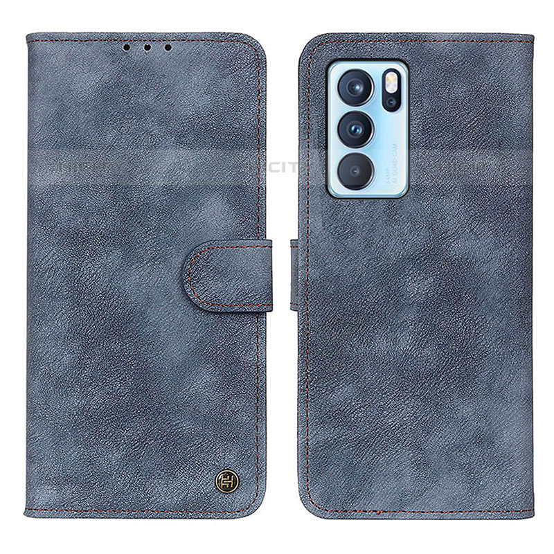 Custodia Portafoglio In Pelle Cover con Supporto N03P per Oppo Reno6 Pro 5G India Blu