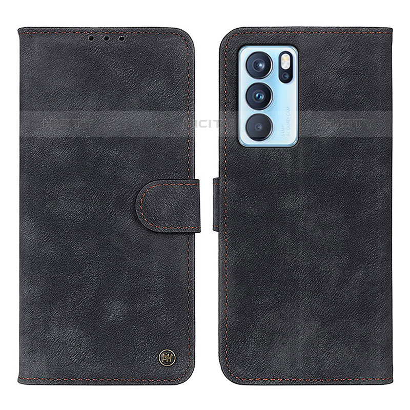 Custodia Portafoglio In Pelle Cover con Supporto N03P per Oppo Reno6 Pro 5G India Nero