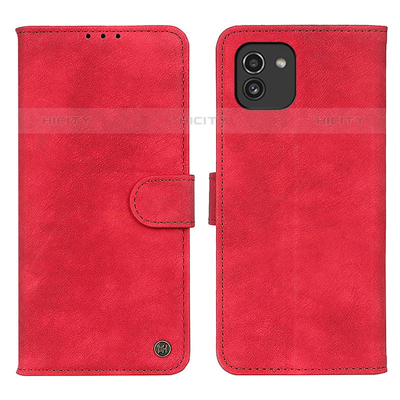 Custodia Portafoglio In Pelle Cover con Supporto N03P per Samsung Galaxy A03 Rosso