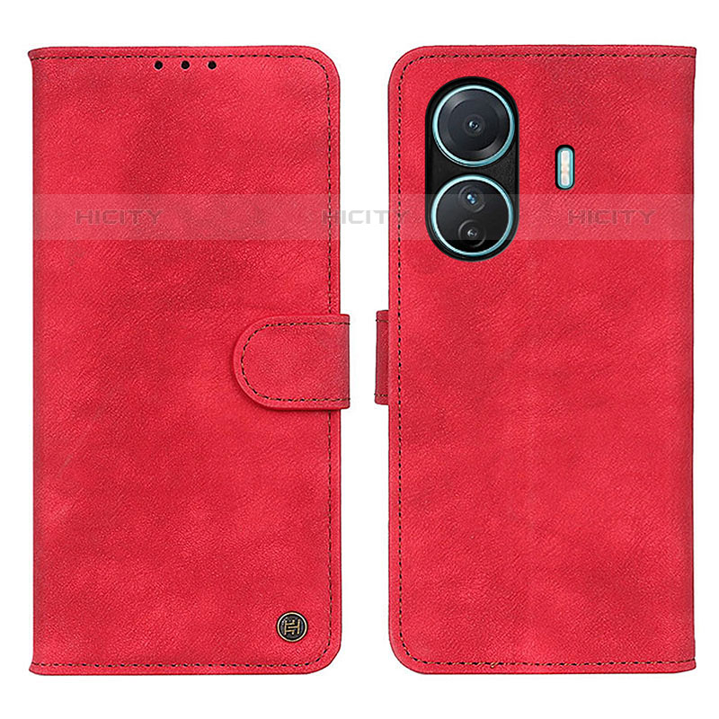 Custodia Portafoglio In Pelle Cover con Supporto N03P per Vivo iQOO Z6 Pro 5G Rosso