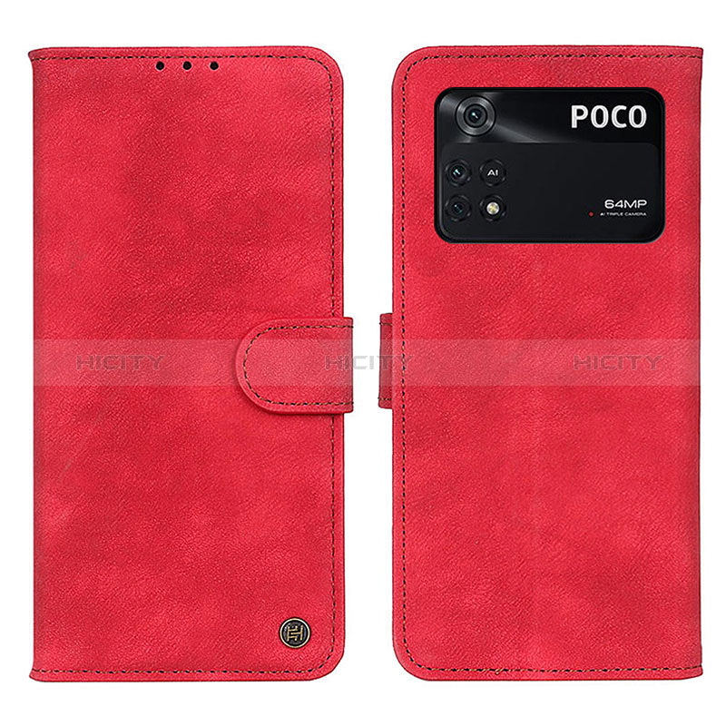 Custodia Portafoglio In Pelle Cover con Supporto N03P per Xiaomi Poco M4 Pro 4G Rosso