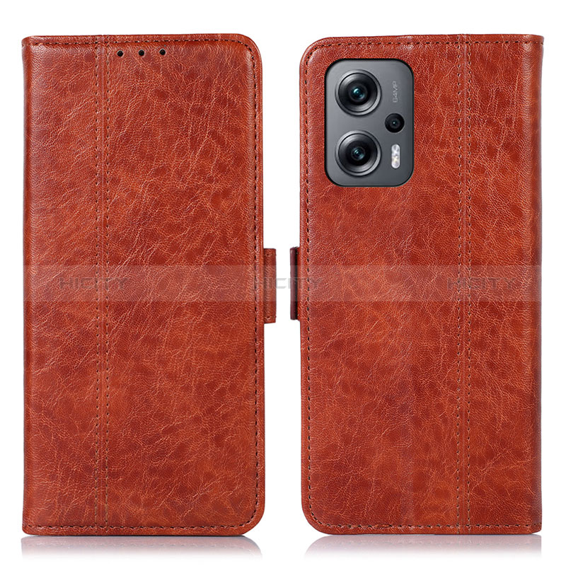 Custodia Portafoglio In Pelle Cover con Supporto N03P per Xiaomi Redmi Note 12 Turbo 5G Marrone