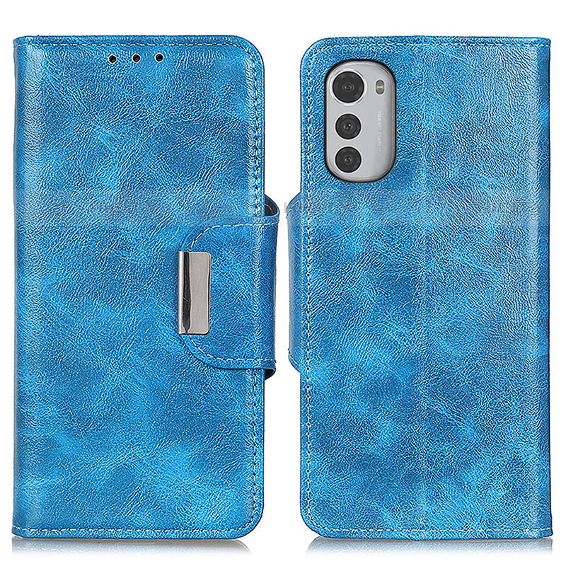 Custodia Portafoglio In Pelle Cover con Supporto N04P per Motorola Moto E32 Cielo Blu