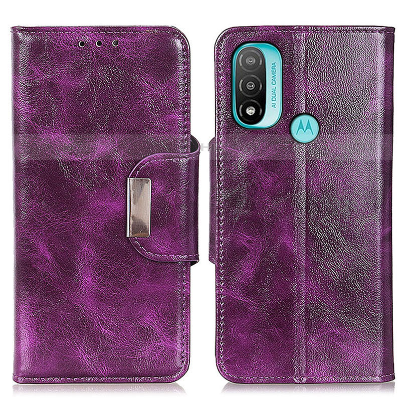 Custodia Portafoglio In Pelle Cover con Supporto N04P per Motorola Moto E40 Viola