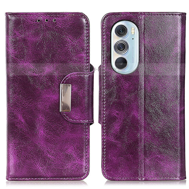 Custodia Portafoglio In Pelle Cover con Supporto N04P per Motorola Moto Edge X30 5G Viola