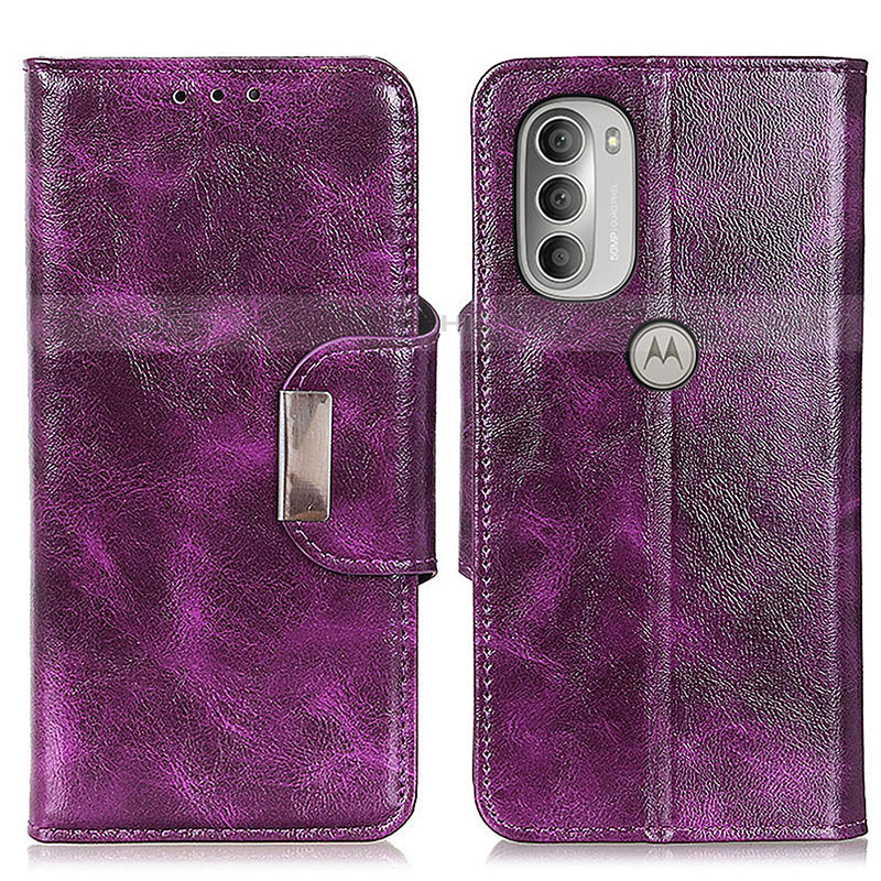 Custodia Portafoglio In Pelle Cover con Supporto N04P per Motorola Moto G51 5G Viola