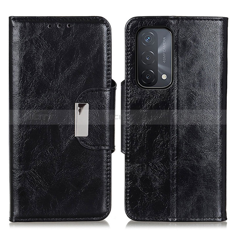 Custodia Portafoglio In Pelle Cover con Supporto N04P per Oppo A74 5G Nero