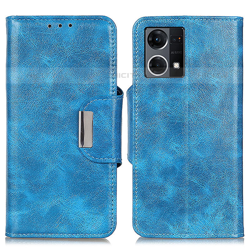 Custodia Portafoglio In Pelle Cover con Supporto N04P per Oppo Reno7 4G Cielo Blu