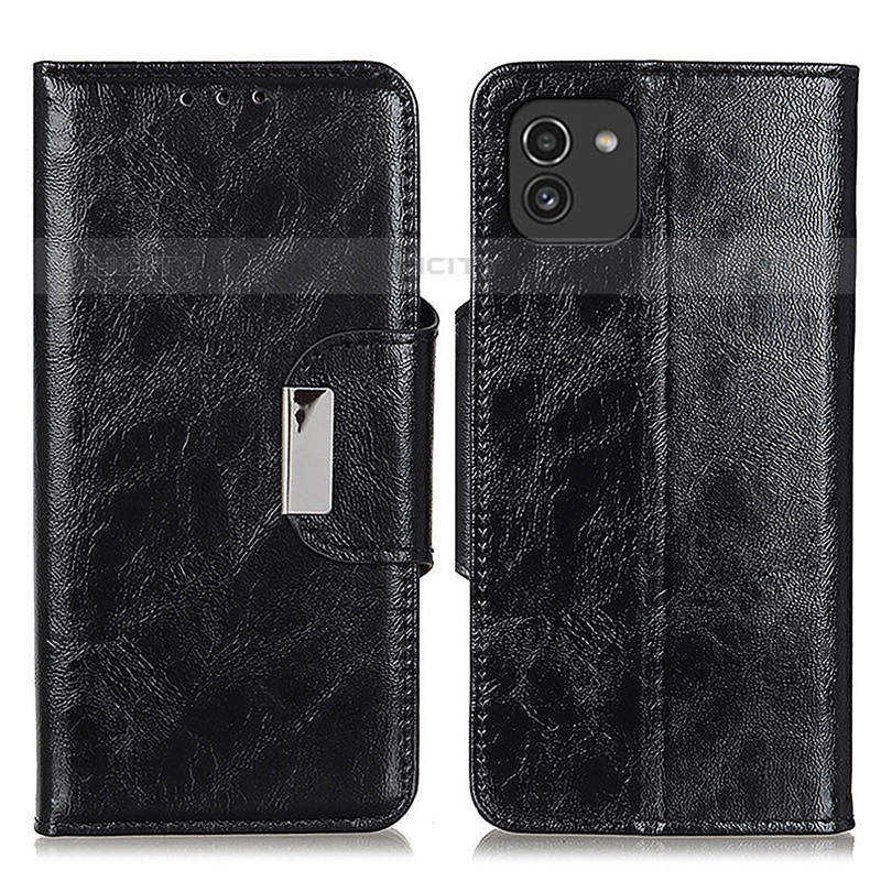 Custodia Portafoglio In Pelle Cover con Supporto N04P per Samsung Galaxy A03 Nero