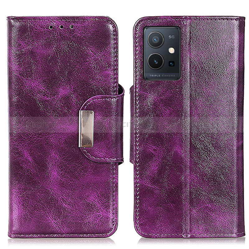 Custodia Portafoglio In Pelle Cover con Supporto N04P per Vivo Y55s 5G Viola