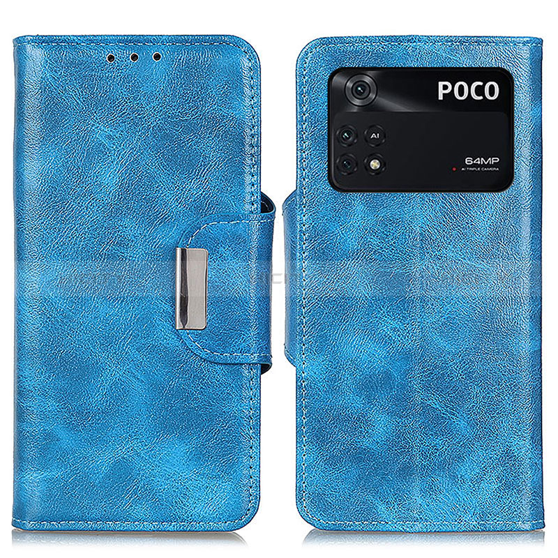 Custodia Portafoglio In Pelle Cover con Supporto N04P per Xiaomi Poco M4 Pro 4G Cielo Blu