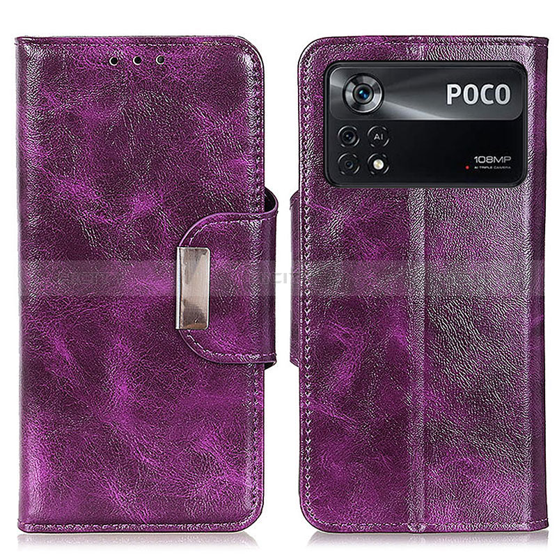 Custodia Portafoglio In Pelle Cover con Supporto N04P per Xiaomi Poco X4 Pro 5G Viola