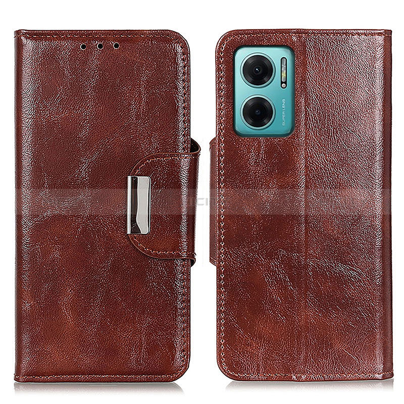 Custodia Portafoglio In Pelle Cover con Supporto N04P per Xiaomi Redmi 10 5G Marrone