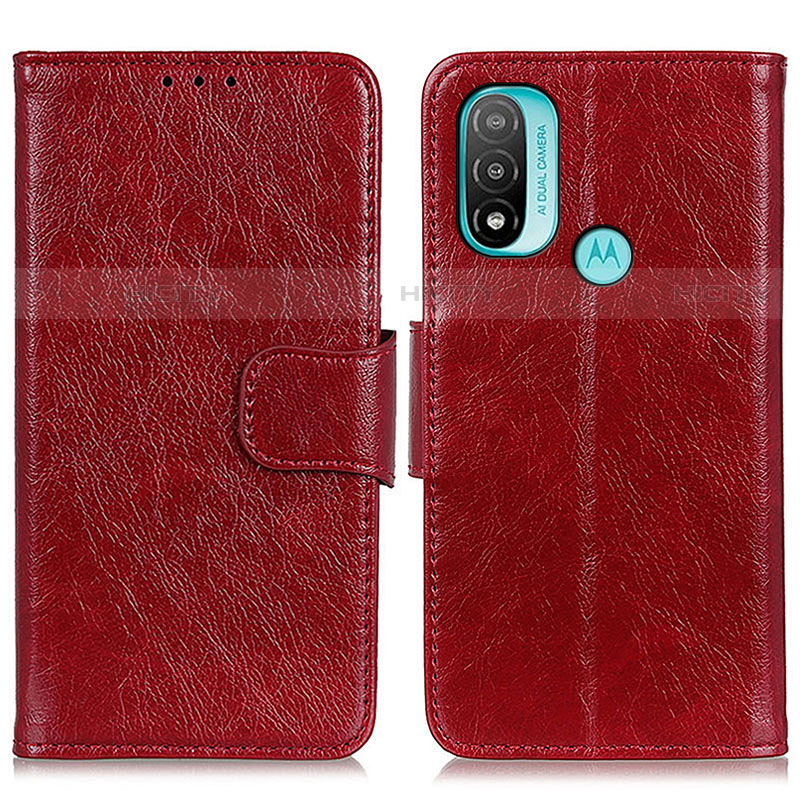 Custodia Portafoglio In Pelle Cover con Supporto N05P per Motorola Moto E30 Rosso