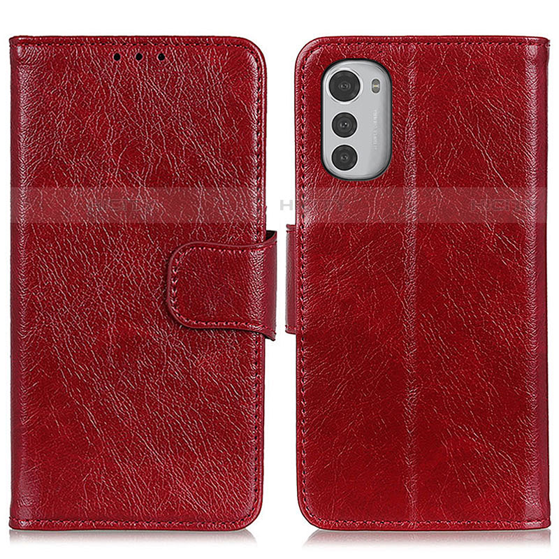 Custodia Portafoglio In Pelle Cover con Supporto N05P per Motorola Moto E32s Rosso