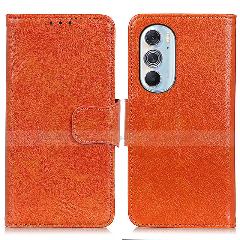 Custodia Portafoglio In Pelle Cover con Supporto N05P per Motorola Moto Edge 30 Pro 5G Arancione