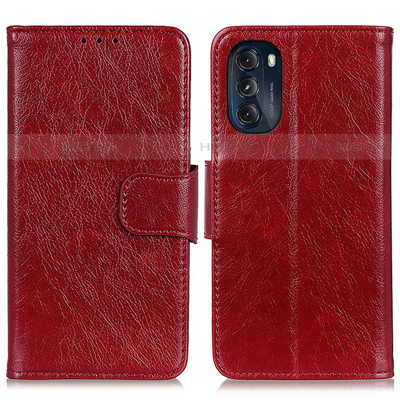 Custodia Portafoglio In Pelle Cover con Supporto N05P per Motorola Moto G 5G (2022) Rosso