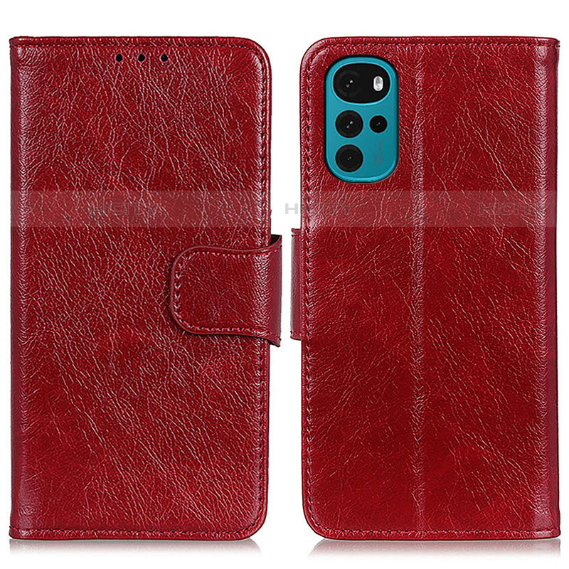 Custodia Portafoglio In Pelle Cover con Supporto N05P per Motorola Moto G22 Rosso