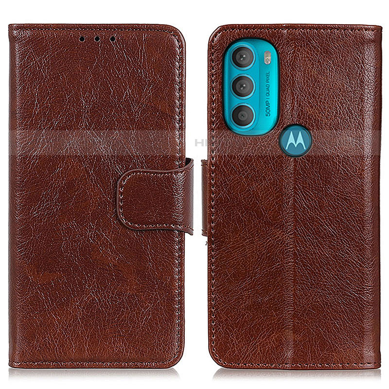 Custodia Portafoglio In Pelle Cover con Supporto N05P per Motorola Moto G71 5G Marrone