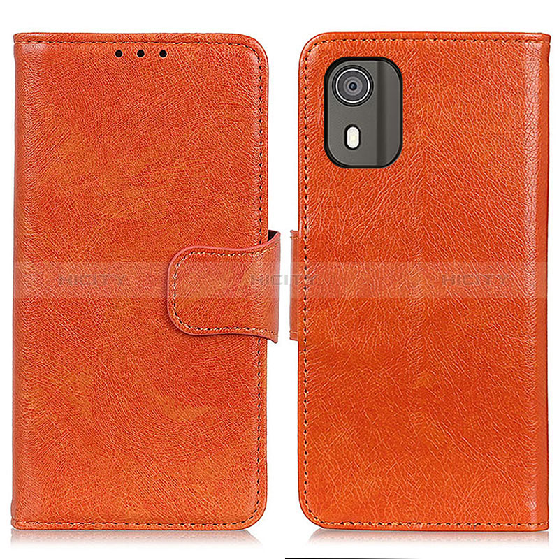 Custodia Portafoglio In Pelle Cover con Supporto N05P per Nokia C02 Arancione