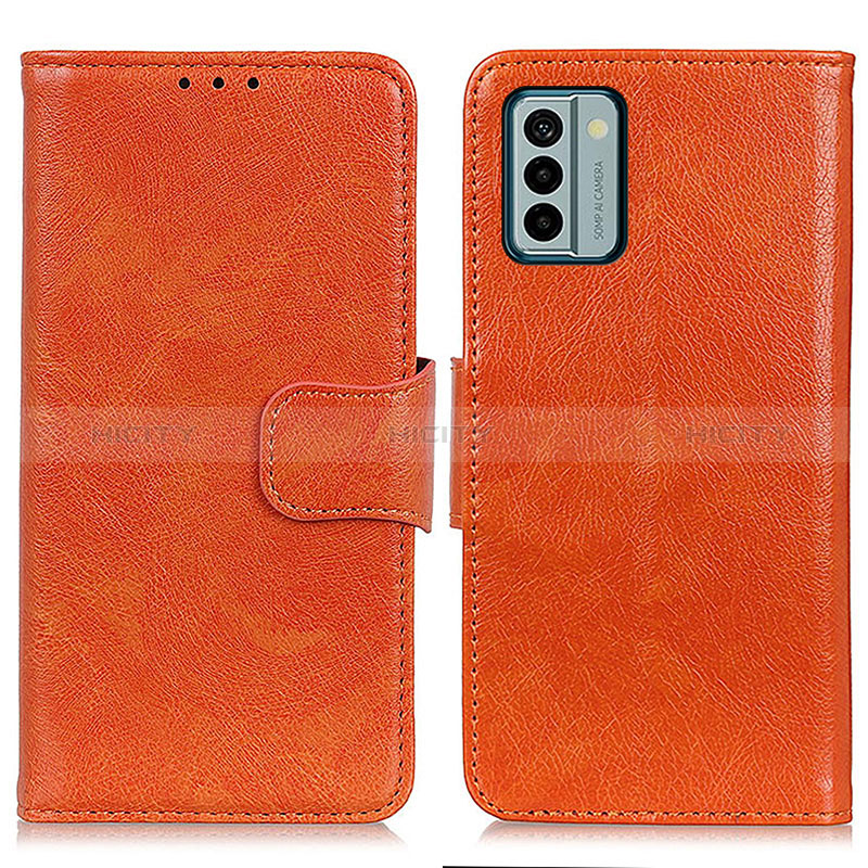 Custodia Portafoglio In Pelle Cover con Supporto N05P per Nokia G22 Arancione