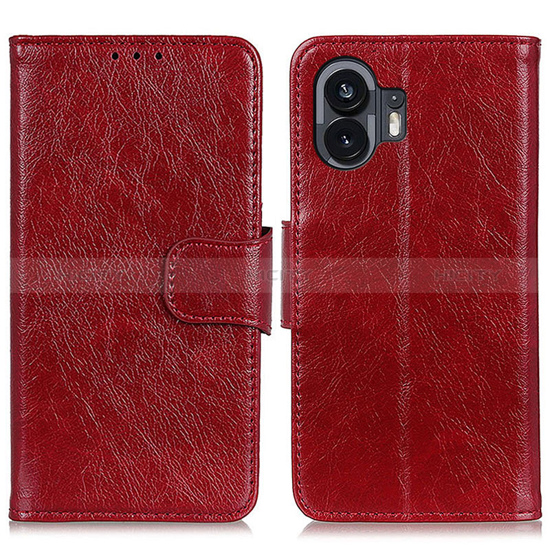 Custodia Portafoglio In Pelle Cover con Supporto N05P per Nothing Phone 2 Rosso