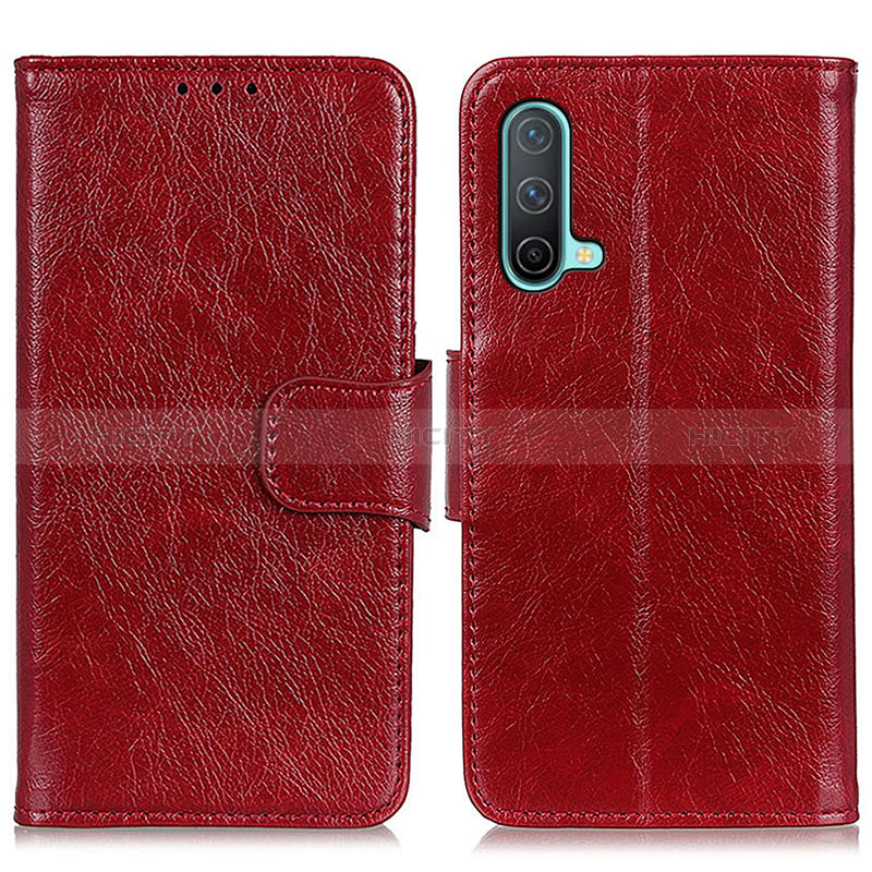 Custodia Portafoglio In Pelle Cover con Supporto N05P per OnePlus Nord CE 5G Rosso