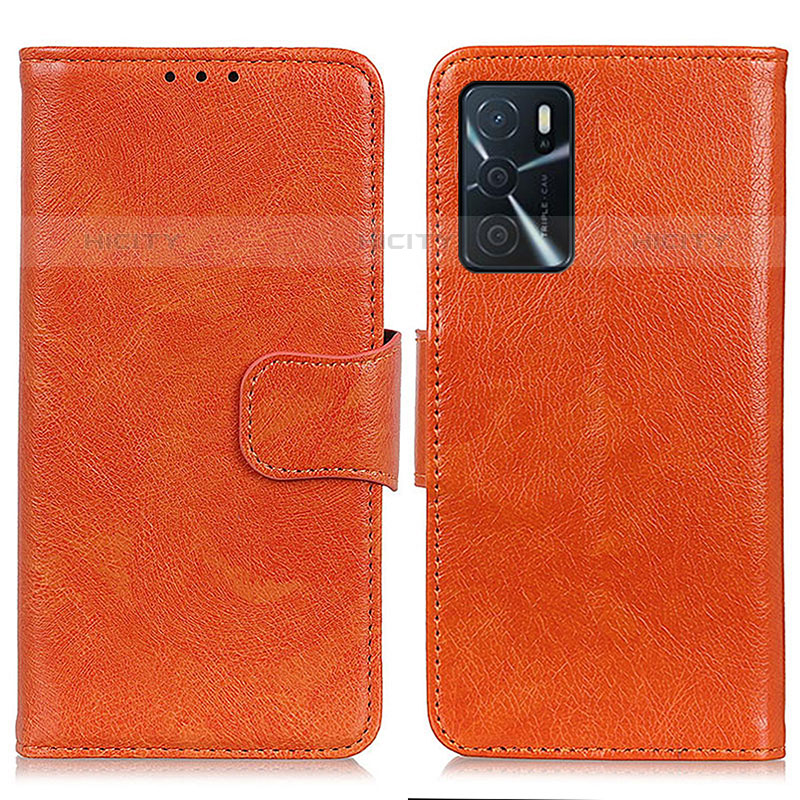 Custodia Portafoglio In Pelle Cover con Supporto N05P per Oppo A16s Arancione