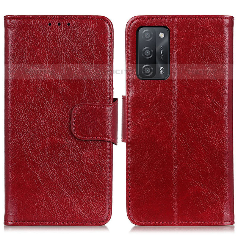 Custodia Portafoglio In Pelle Cover con Supporto N05P per Oppo A53s 5G Rosso