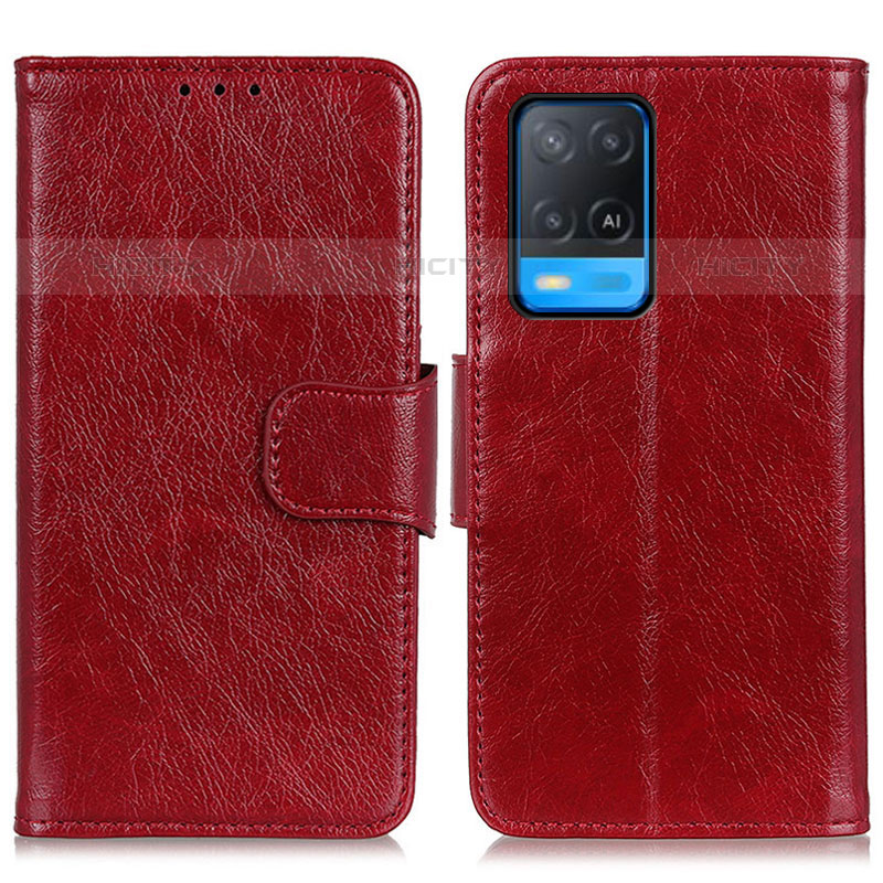 Custodia Portafoglio In Pelle Cover con Supporto N05P per Oppo A54 4G Rosso