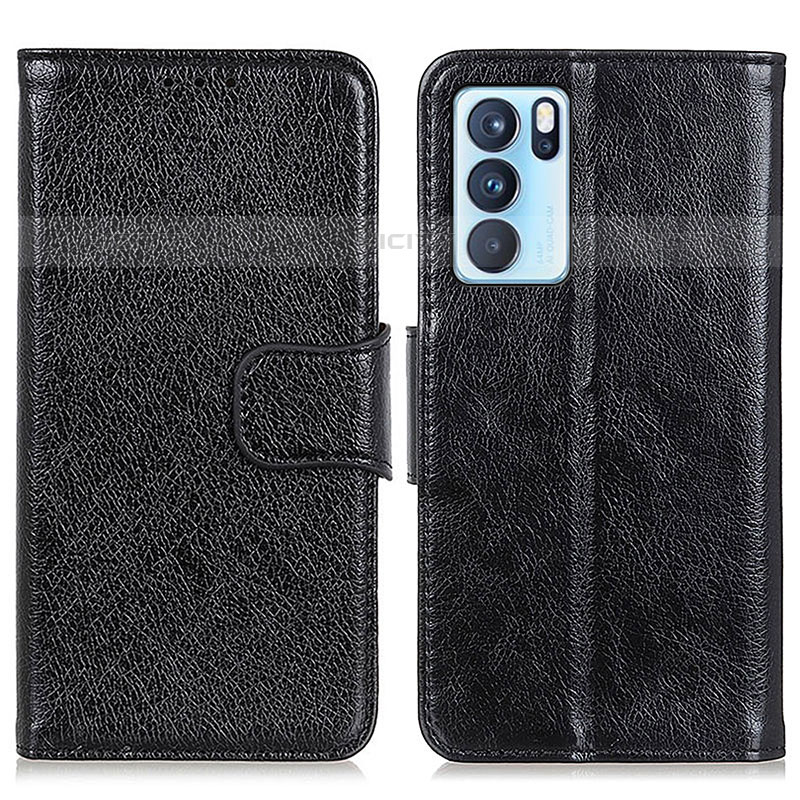 Custodia Portafoglio In Pelle Cover con Supporto N05P per Oppo Reno6 Pro 5G India Nero