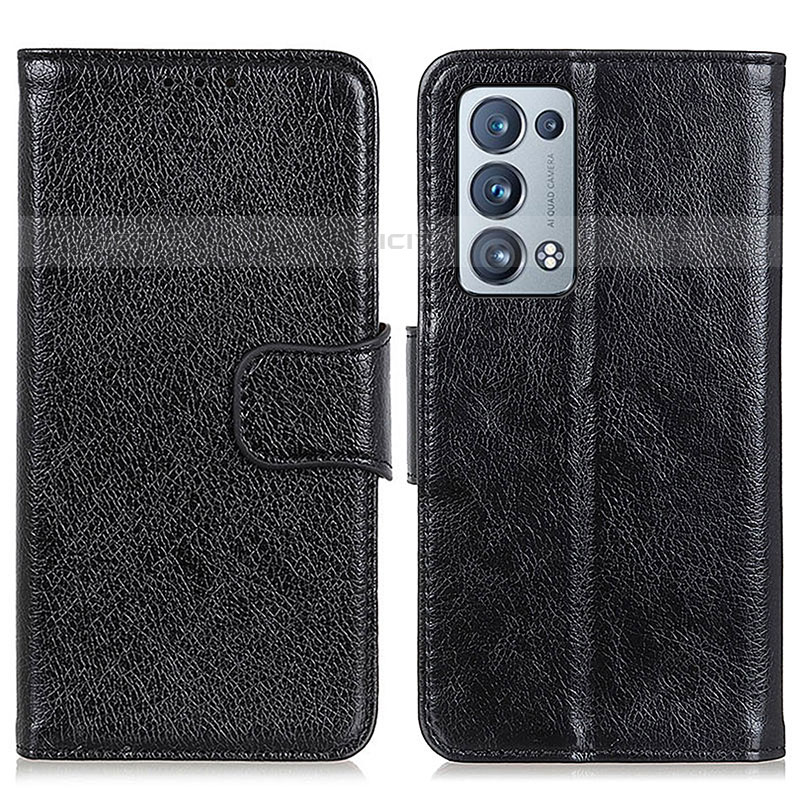 Custodia Portafoglio In Pelle Cover con Supporto N05P per Oppo Reno6 Pro 5G Nero