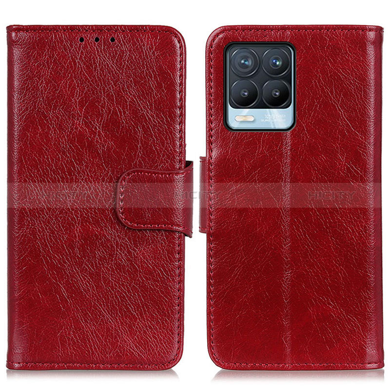 Custodia Portafoglio In Pelle Cover con Supporto N05P per Realme 8 4G Rosso