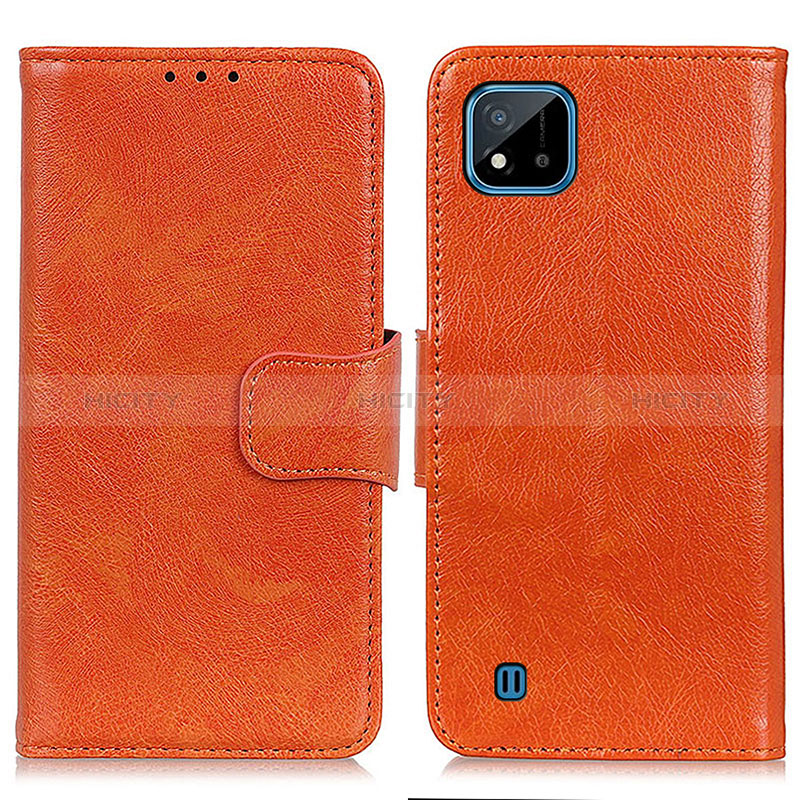 Custodia Portafoglio In Pelle Cover con Supporto N05P per Realme C11 (2021) Arancione