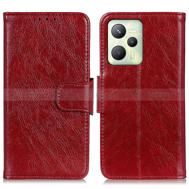 Custodia Portafoglio In Pelle Cover con Supporto N05P per Realme C35 Rosso