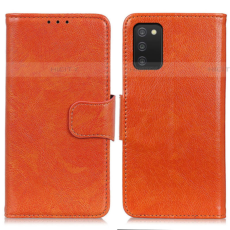 Custodia Portafoglio In Pelle Cover con Supporto N05P per Samsung Galaxy A03s Arancione