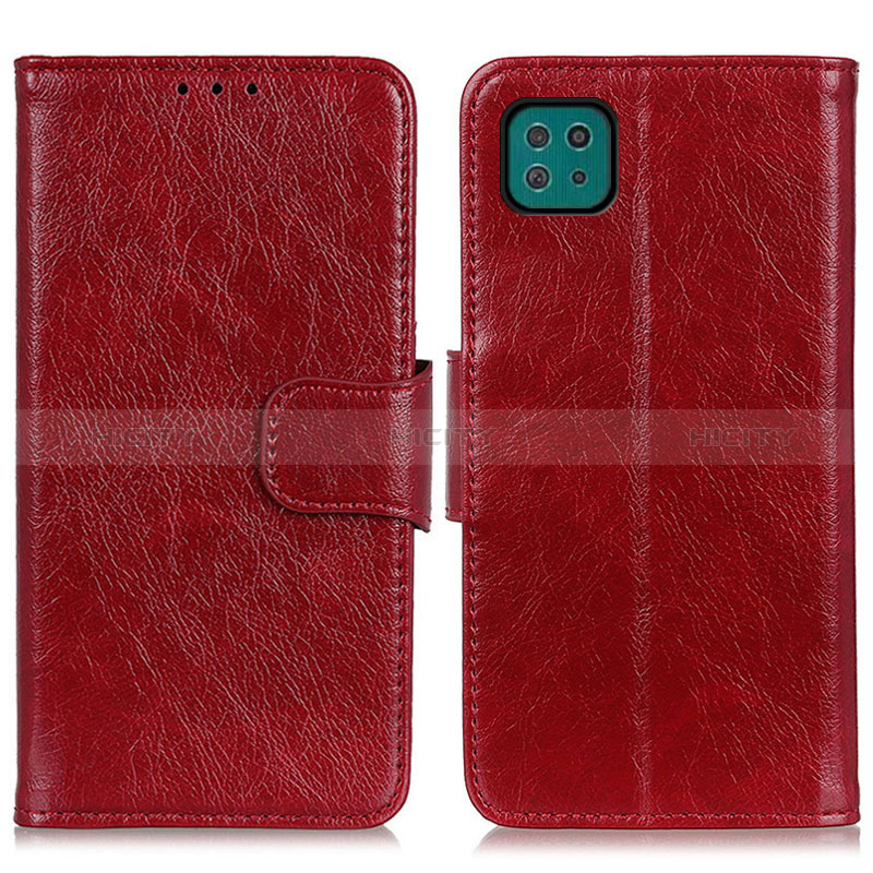 Custodia Portafoglio In Pelle Cover con Supporto N05P per Samsung Galaxy A22s 5G Rosso